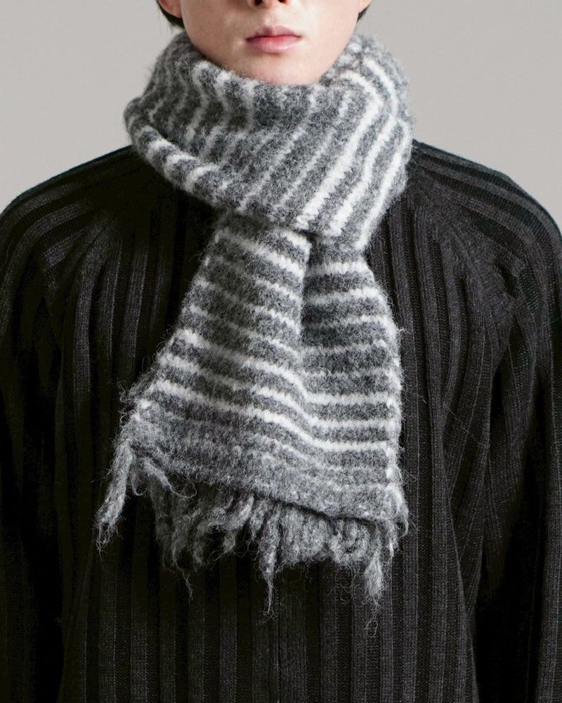 受注制【Chikashitsu +】jelly wool border muffler / 【チカシツプラス】ジェリーウールボーダーマフラー (4color)