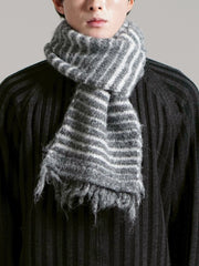 受注制【Chikashitsu +】jelly wool border muffler / 【チカシツプラス】ジェリーウールボーダーマフラー (4color)