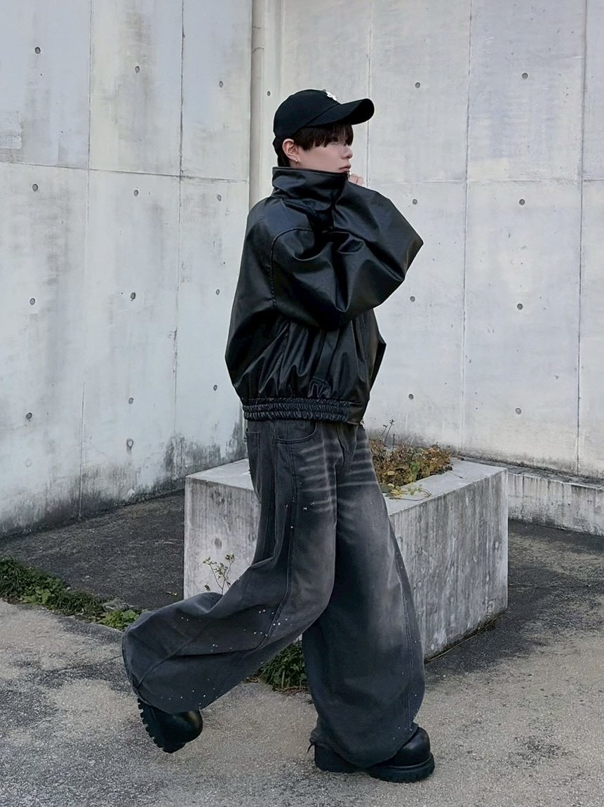 受注制【LUV CODE】high neck leather jacket