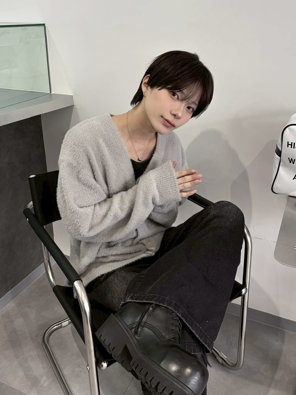 受注制【LUV CODE】shaggy knit cardigan (2color)