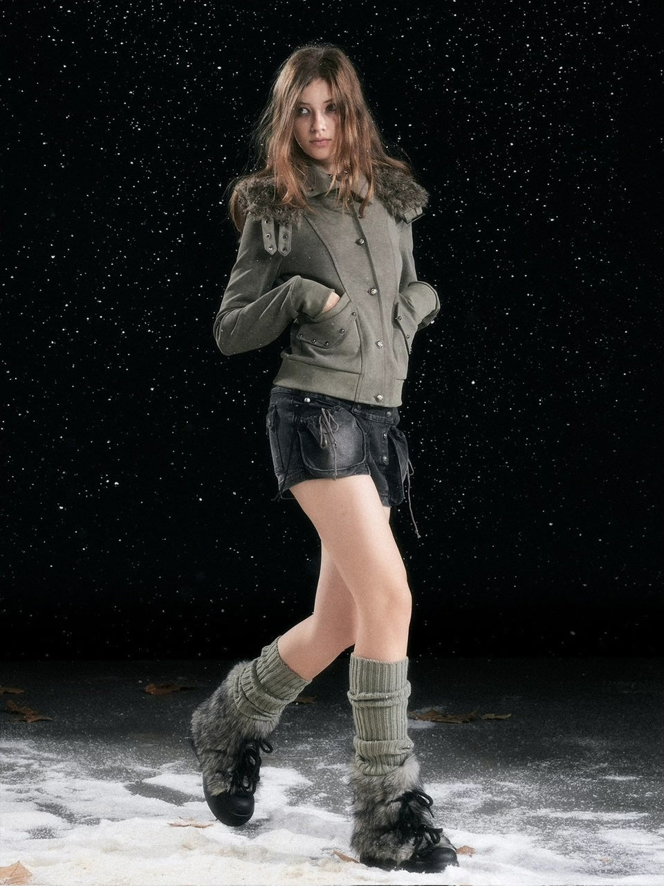 【Cest Nous】Fur-hooded button jacket / 【セヌー】ファーフードボタンジャケット