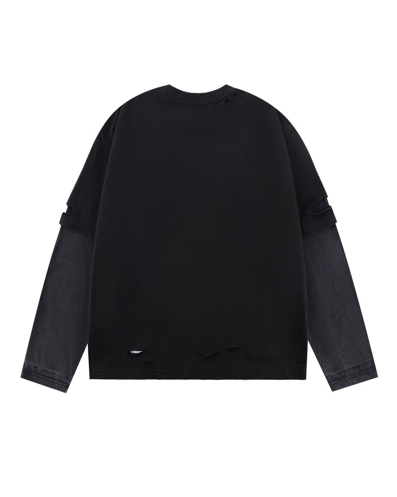 素材、身長まだ【SUPPLIER】Dusty Iron Cross Layered Long Sleeve Tee