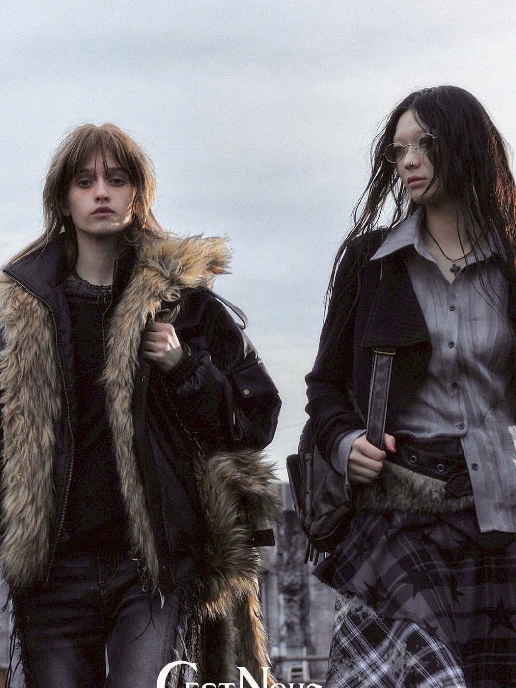 【Cest Nous】Oversize Fur collar Jacket / 【セヌー】オーバーサイズファーカラーコーティングジャケット