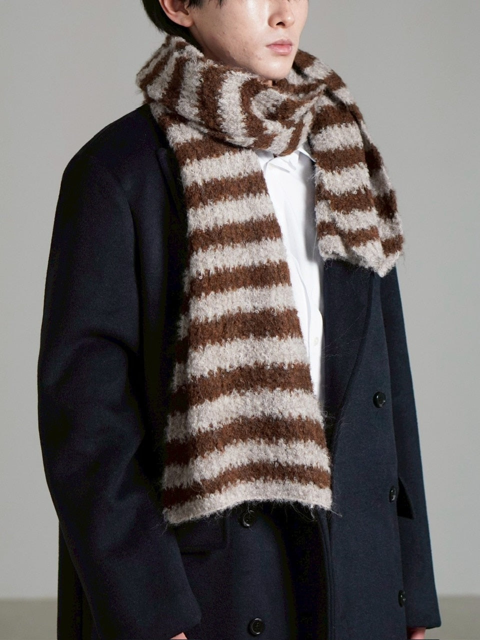 受注制【Chikashitsu +】candy border muffler / 【チカシツプラス】キャンディーボーダーマフラー (4color)