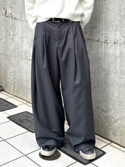 受注制【Chikashitsu +】two-tuck wide slacks / 【チカシツプラス】ツータックワイドスラックス (2color)