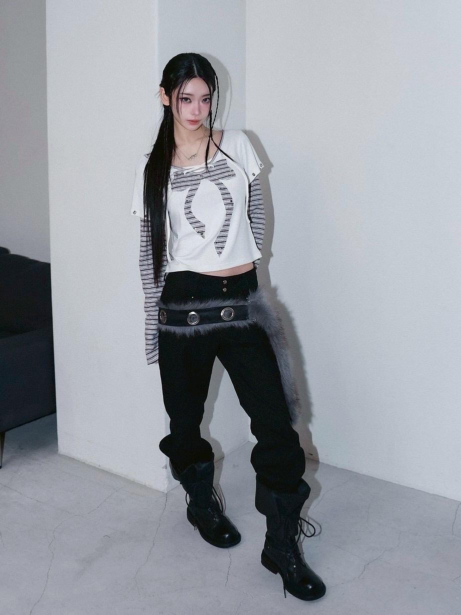 1/2 20:00発売【CHERRYQUIRI】punky bow layered tee