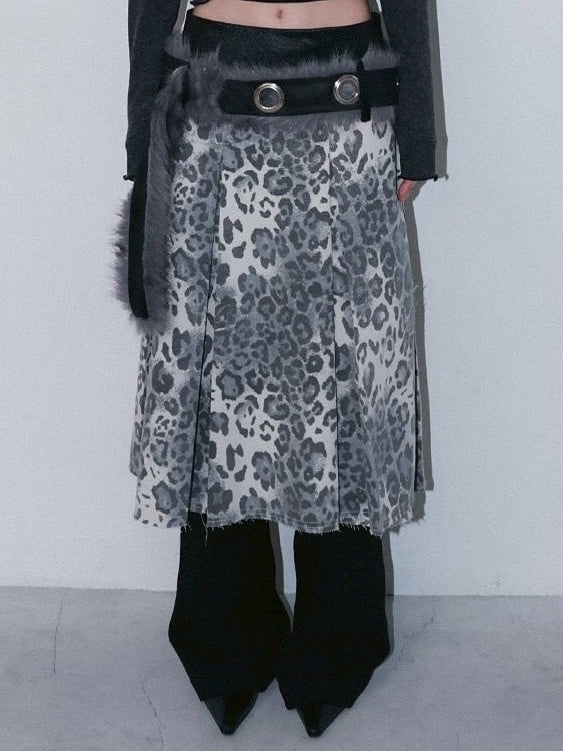 1/2 20;00発売【CHERRYQUIRI】leopard long pleats wrap sk
