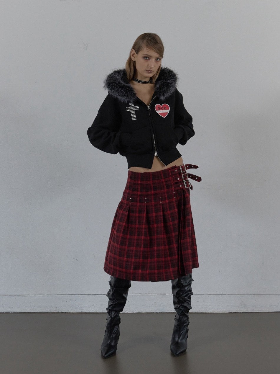SETUP‐EXE】FUR TRIMMING HOODED ZIP-UP – PRESSING WEB SHOP