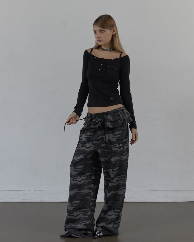 【SETUP‐EXE】SLEEVELESS LAYERED TOP / 【セットアップエグゼ】キャミレイヤード長袖Tシャツ