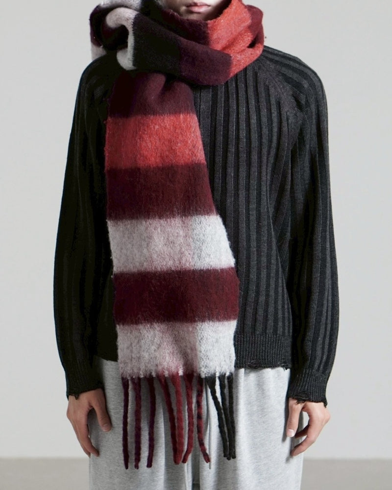 受注制【Chikashitsu +】wool check muffler / 【チカシツプラス】ウールチェックマフラー (2color)