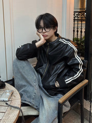 国際配送【LUV CODE】line leather jacket (2color)