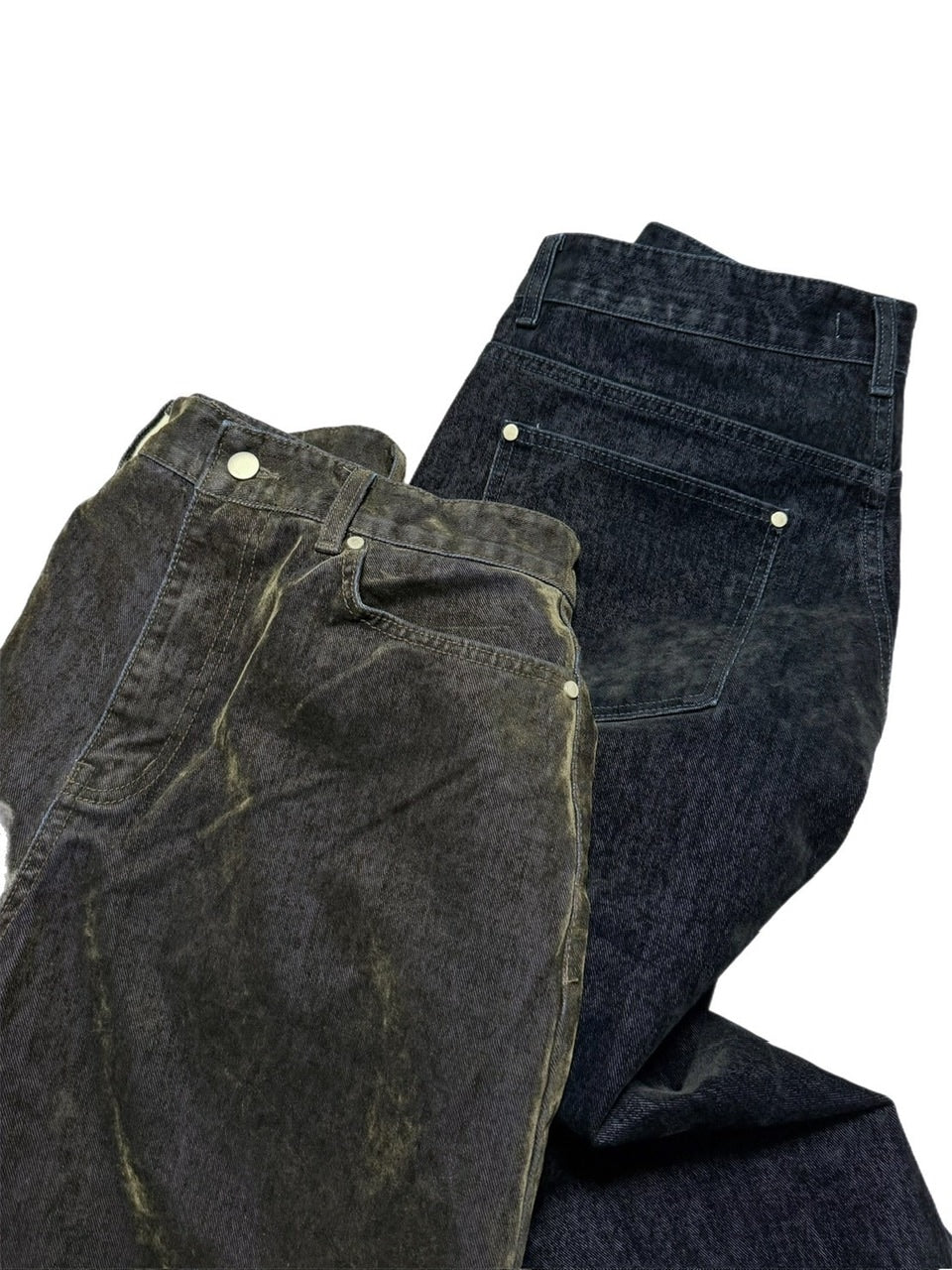 受注制【Chikashitsu +】velvet touch buggy denim pants / 【チカシツプラス】ベルベットタッチバギーデニムパンツ (2color)