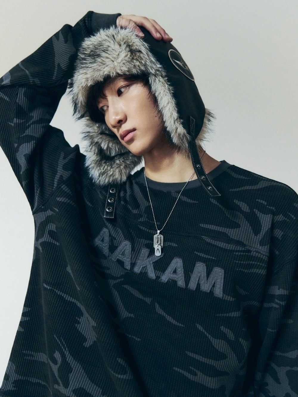 【AAKAM】Waffle Camouflage Long Sleeve