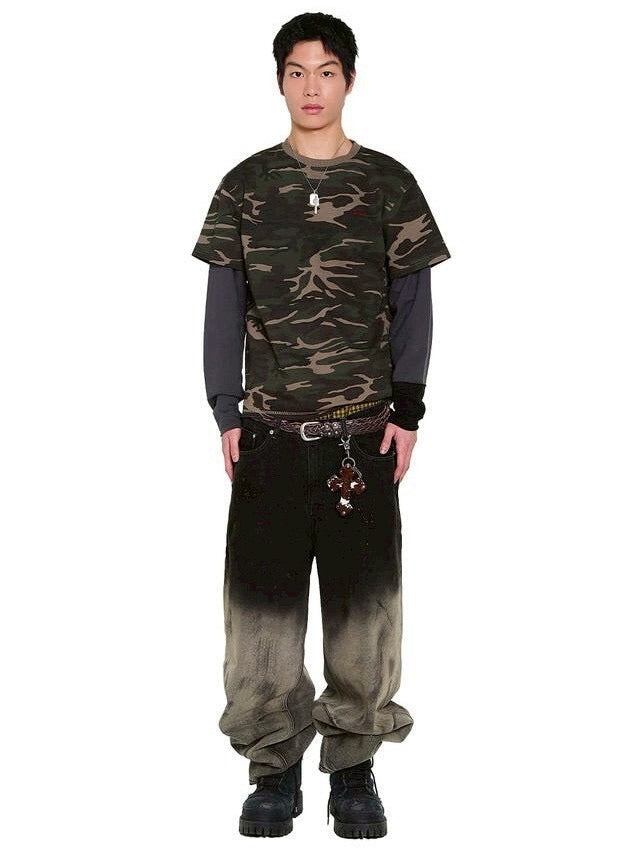 【AAKAM】Camouflage layered Long Sleeve