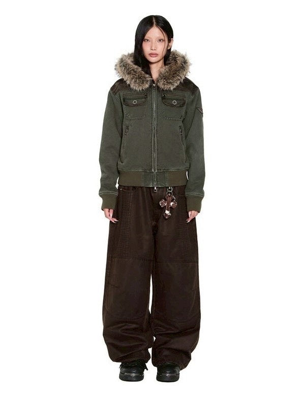 【AAKAM】Fur Camo Contrast Jacket