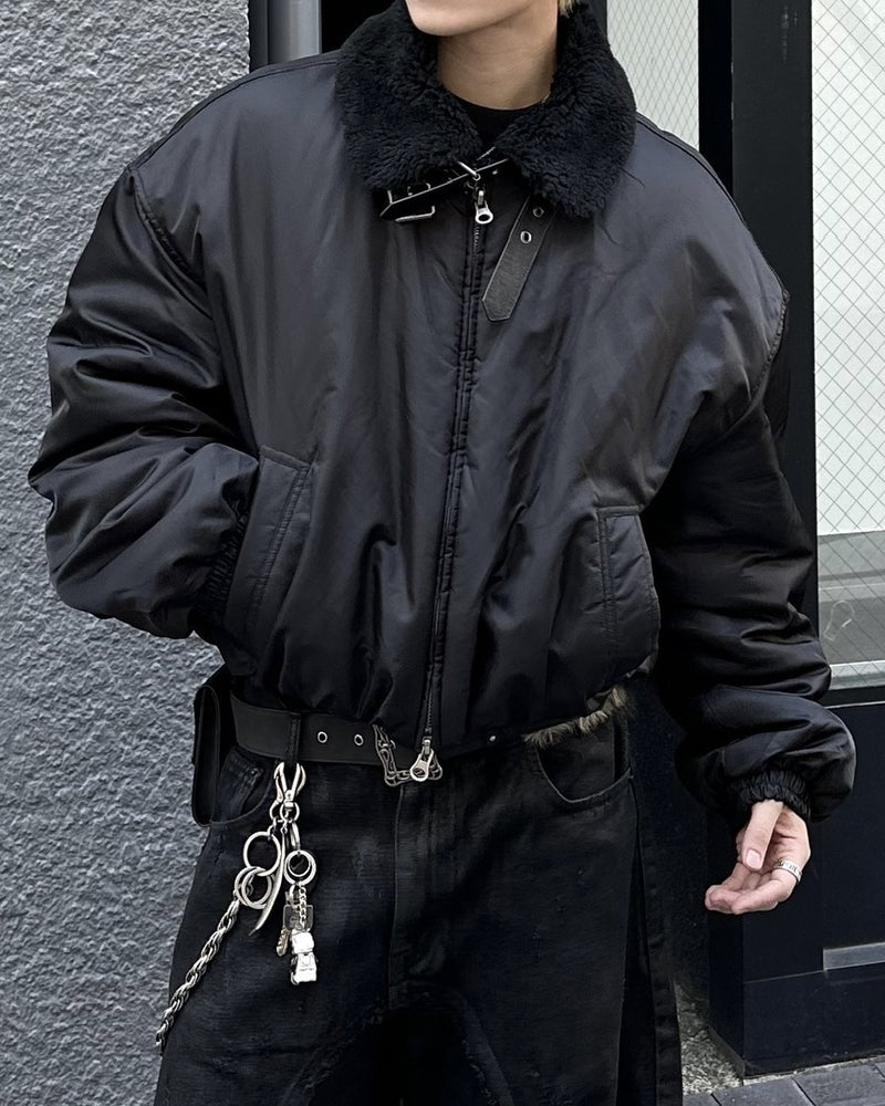 大阪店WEB限定受注制【Chikashitsu +】cropped mouton bomber jacket / 【チカシツプラス】クロップドムートンボンバージャケット