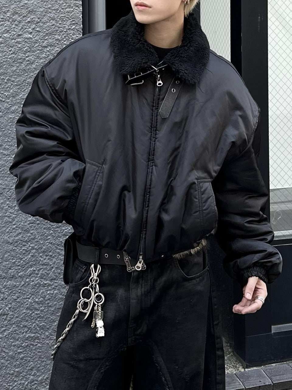 大阪店WEB限定受注制【Chikashitsu +】cropped mouton bomber jacket / 【チカシツプラス】クロップドムートンボンバージャケット