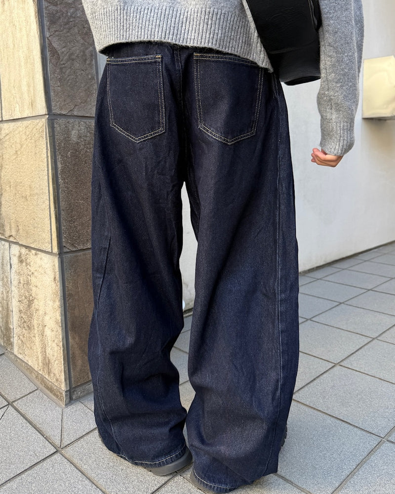 東京店WEB限定受注制【Chikashitsu +】balloon wide denim pants / 【チカシツプラス】バルーンワイドデニムパンツ (2color)