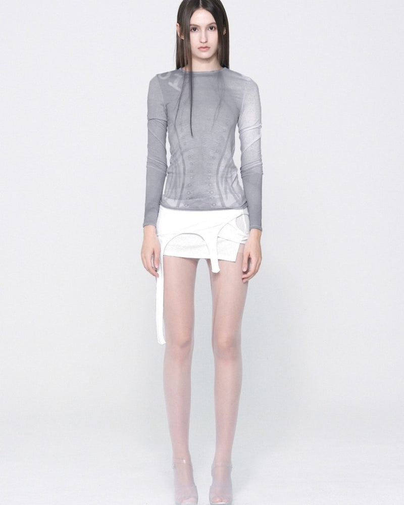 【bonnae】Corset graphic top