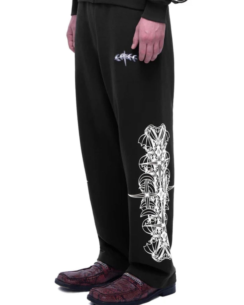 【The Boy Has No Patience】TBHNP LUMINOUS DAWN ASTRAL LOGO FLOCKED PANTS / 【ザボーイハズノーペーシェンス】アストラルロゴスウェットパンツ