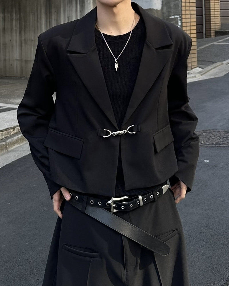 大阪店WEB限定受注制【Chikashitsu＋】mettal buckle cropped jacket / 【チカシツプラス】メタルバックルクロップジャケット