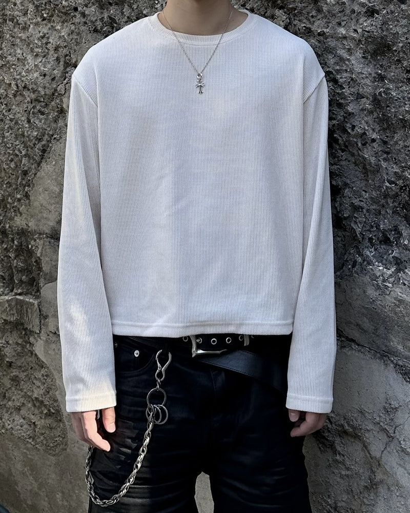 大阪店WEB限定受注制【Chikashitsu＋】cropped waffle long sleeve / 【チカシツプラス】クロップワッフルロングスリーブ (2color)