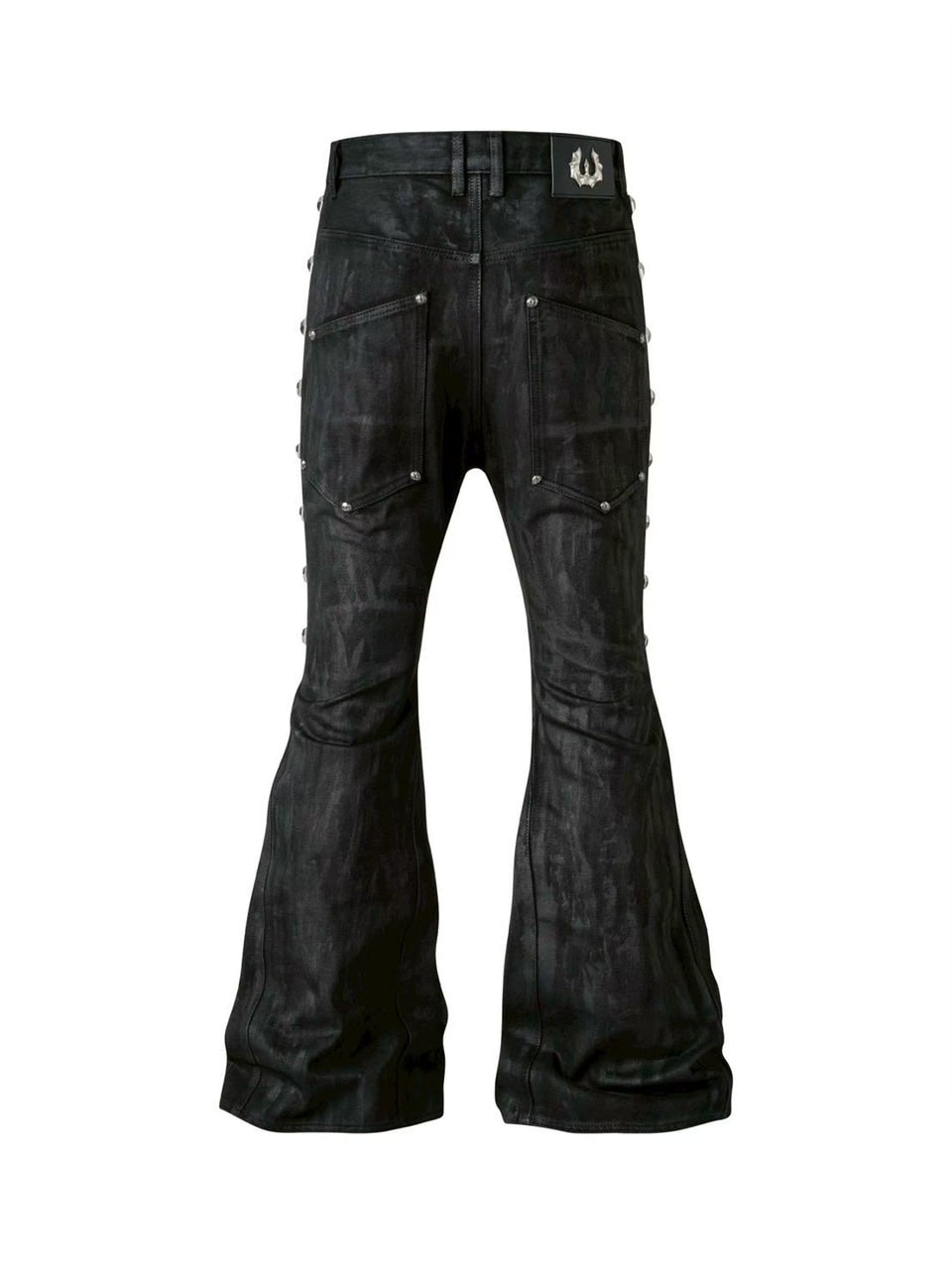 2/28 20:00発売【UNIZ】Egypt Coated Flare Pants / 【ユニズ】スタッズデニムフレアパンツ