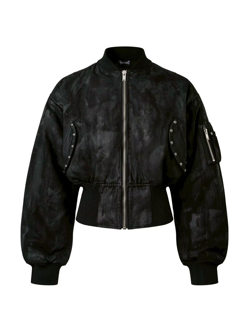 2/28 20:00発売【UNIZ】Black Coating Bomber Jacket / 【ユニズ】コーティングボンバージャケット