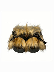 【GATELESS】FUR PLATFORM SILPPERS / 【ゲートレス】ファーダブルベルトプラットフォームサンダル