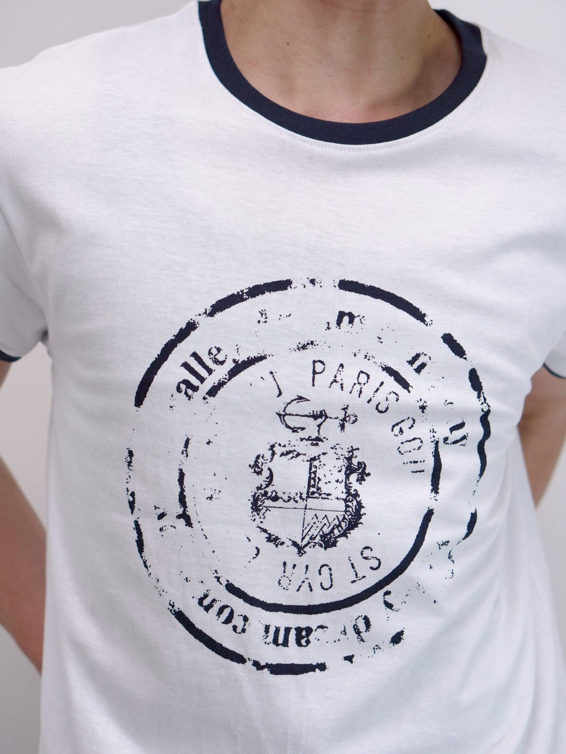 受注制【Chikashitsu +】stamp printing ringer tee (3color)