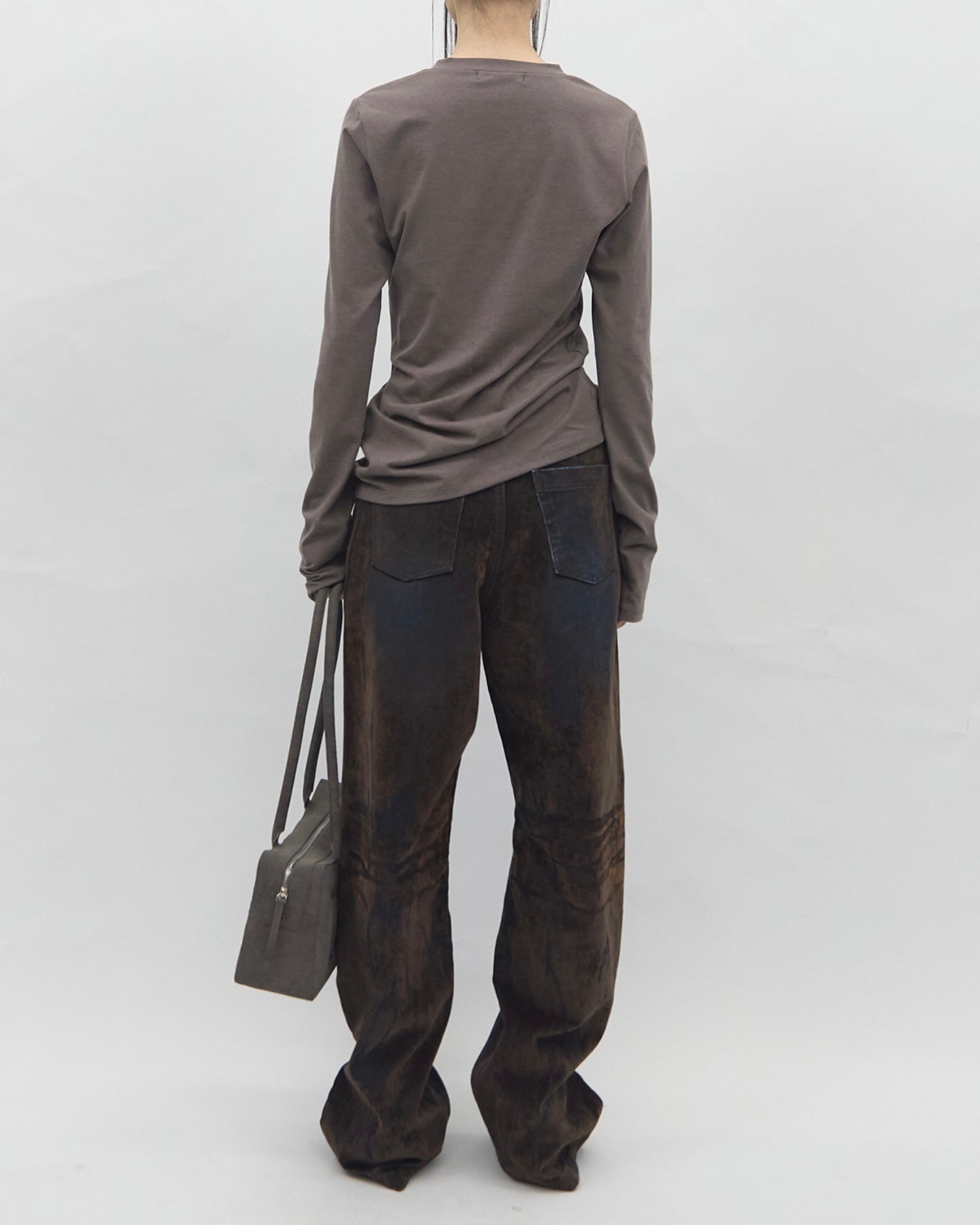 【BLR BLUER】Soft Pin-tuck Henley Long Sleeve