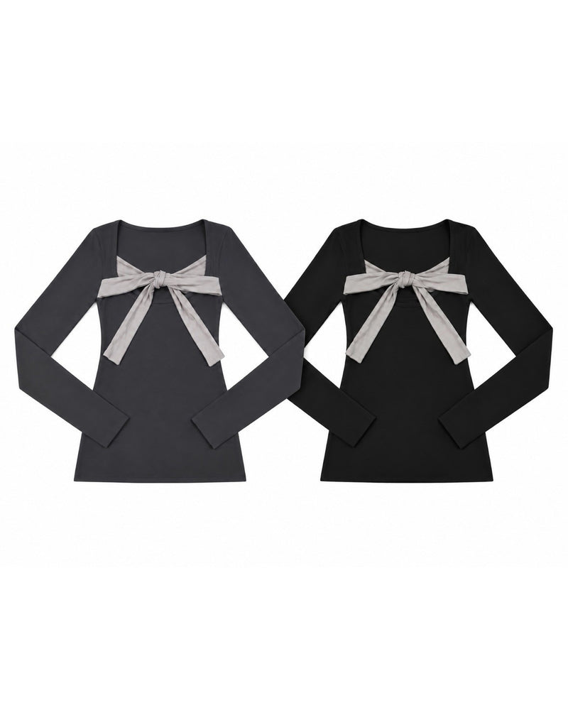 受注制【nmtc+】Ribbon Layered Long Sleeve Top (2color)