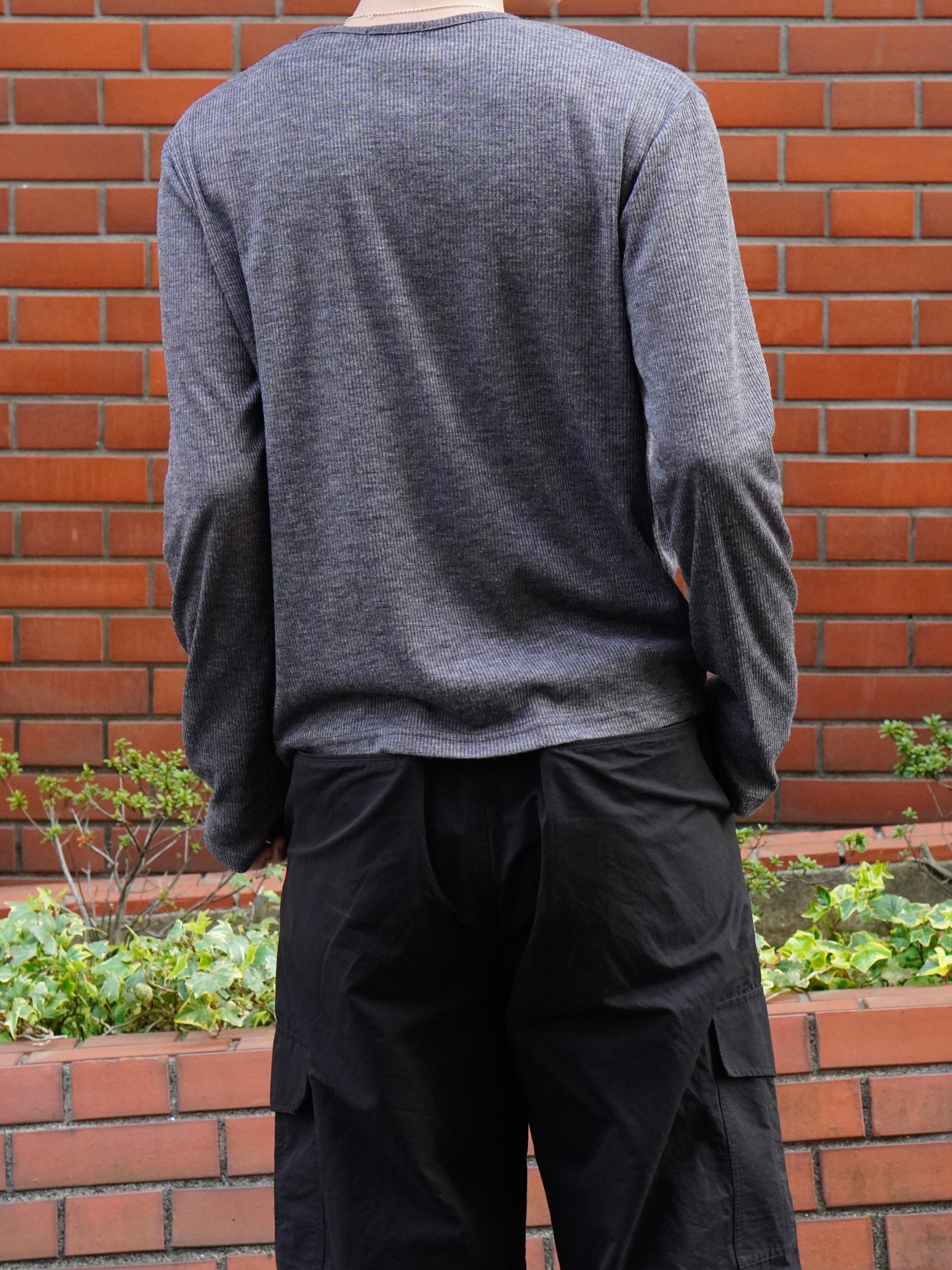 東京店WEB限定受注制【Chikashitsu +】rib knit henry neck tee (3color)