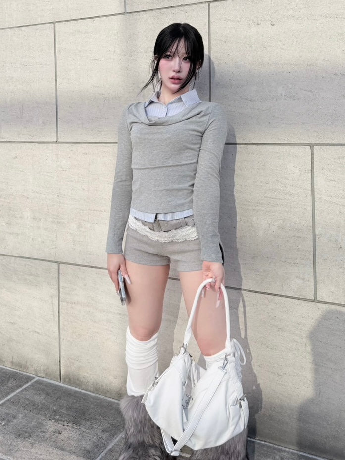 3/1 20:00発売 受注制【nmtc +】belt sweat shorts / 【エヌエムティーシープラス】ベルトスウェットショートパンツ (2color)