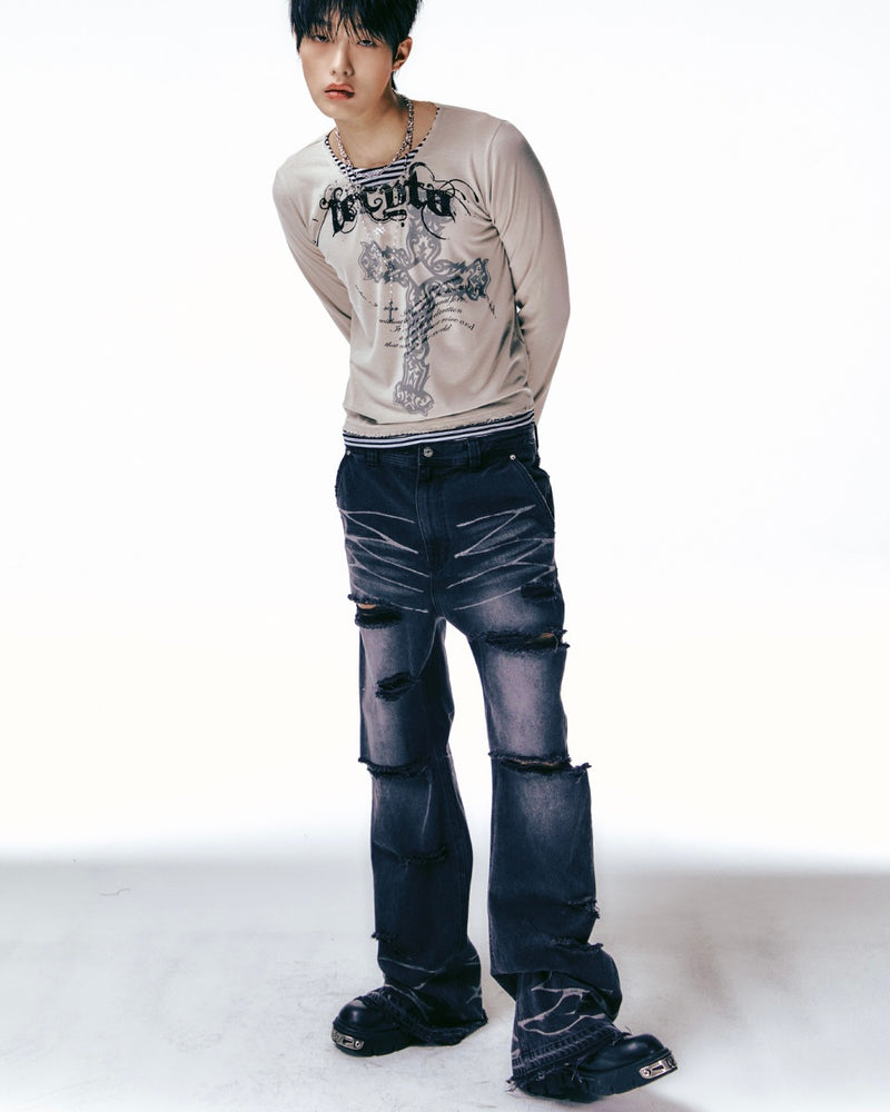 【LECYTO】Xenon Cross Stripe T-Shirt