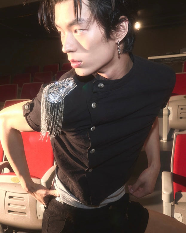 【LECYTO】Slant Crop Shirt