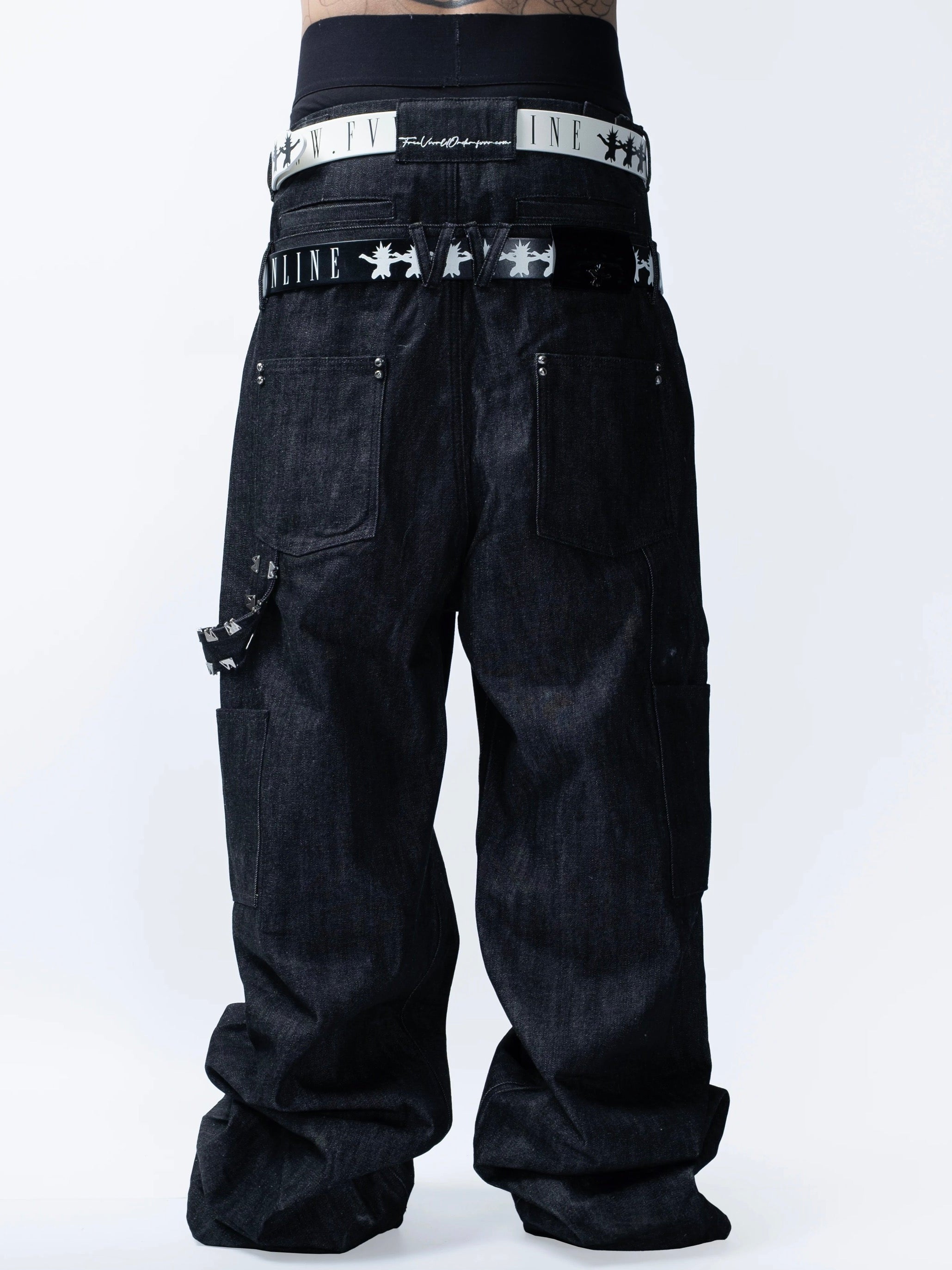 【F.V.V.O】Skull Kid Print Punk Leather Belt