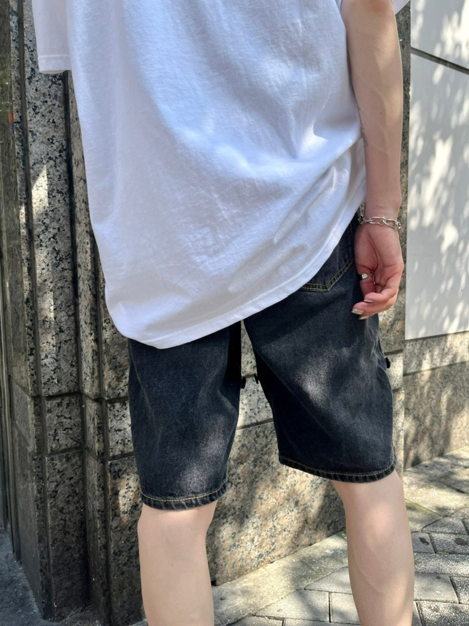 受注制【Chikashitsu +】docking 2way denim pants