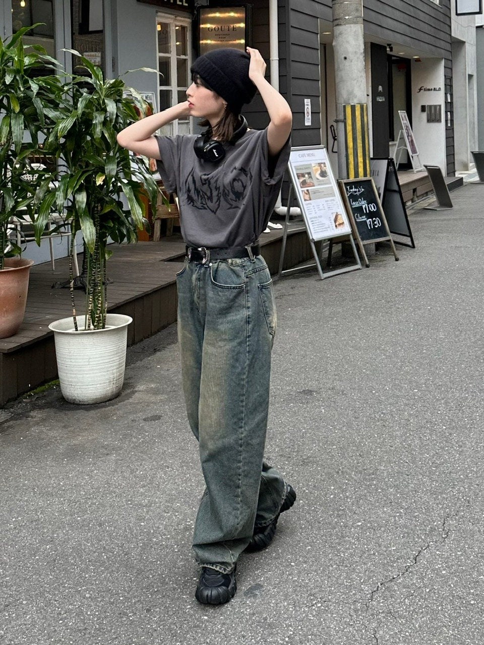 受注制【Chikashitsu +】vintage wash semi wide denim pants / 【チカシツプラス】ヴィンテージウォッシュセミワイドデニムパンツ