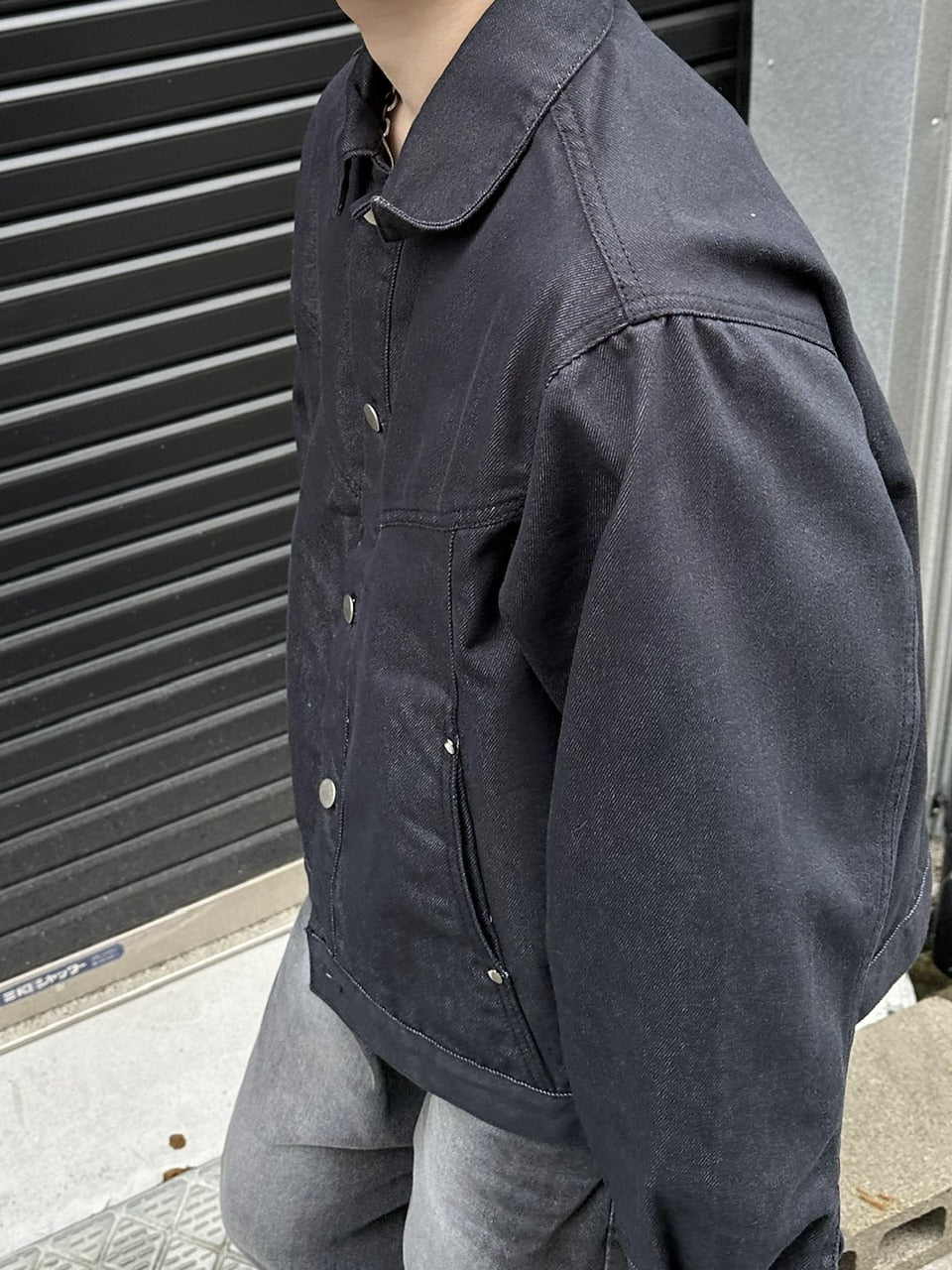 受注制【Chikashitsu +】set up design denim short jacket (2color)