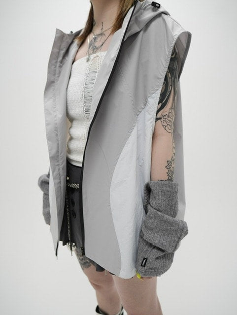 受注制【Never mind the XU】sleeveless zip up hoodie (3color)