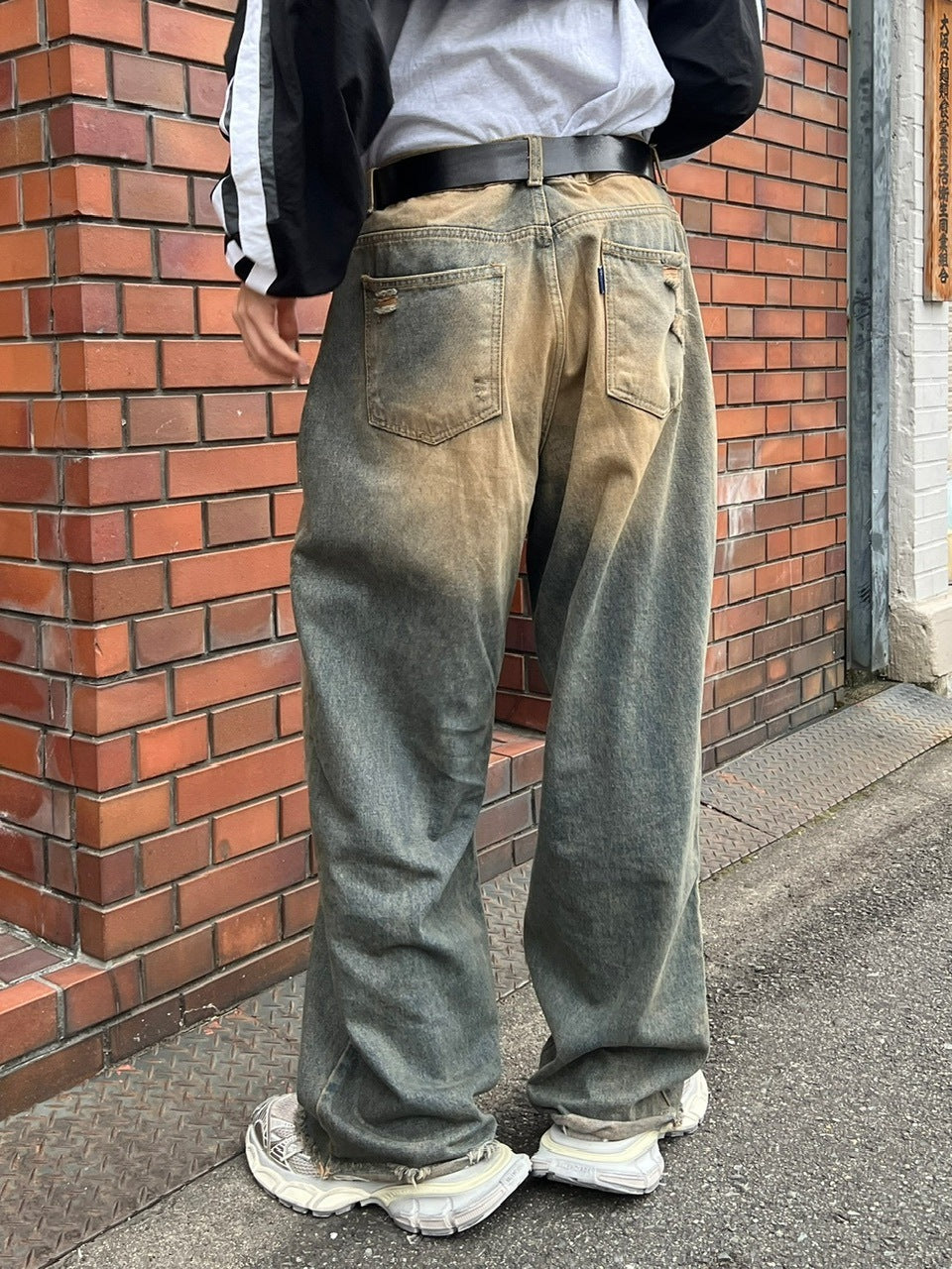受注制【Chikashitsu +】vintage faded wash denim pants