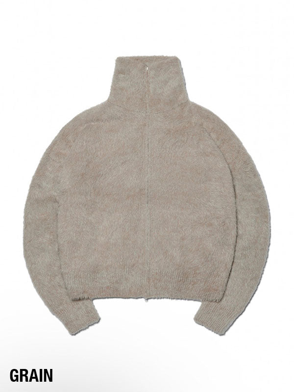 【NOMANUAL】HIGH NECK HAIRY KNIT ZIP-UP