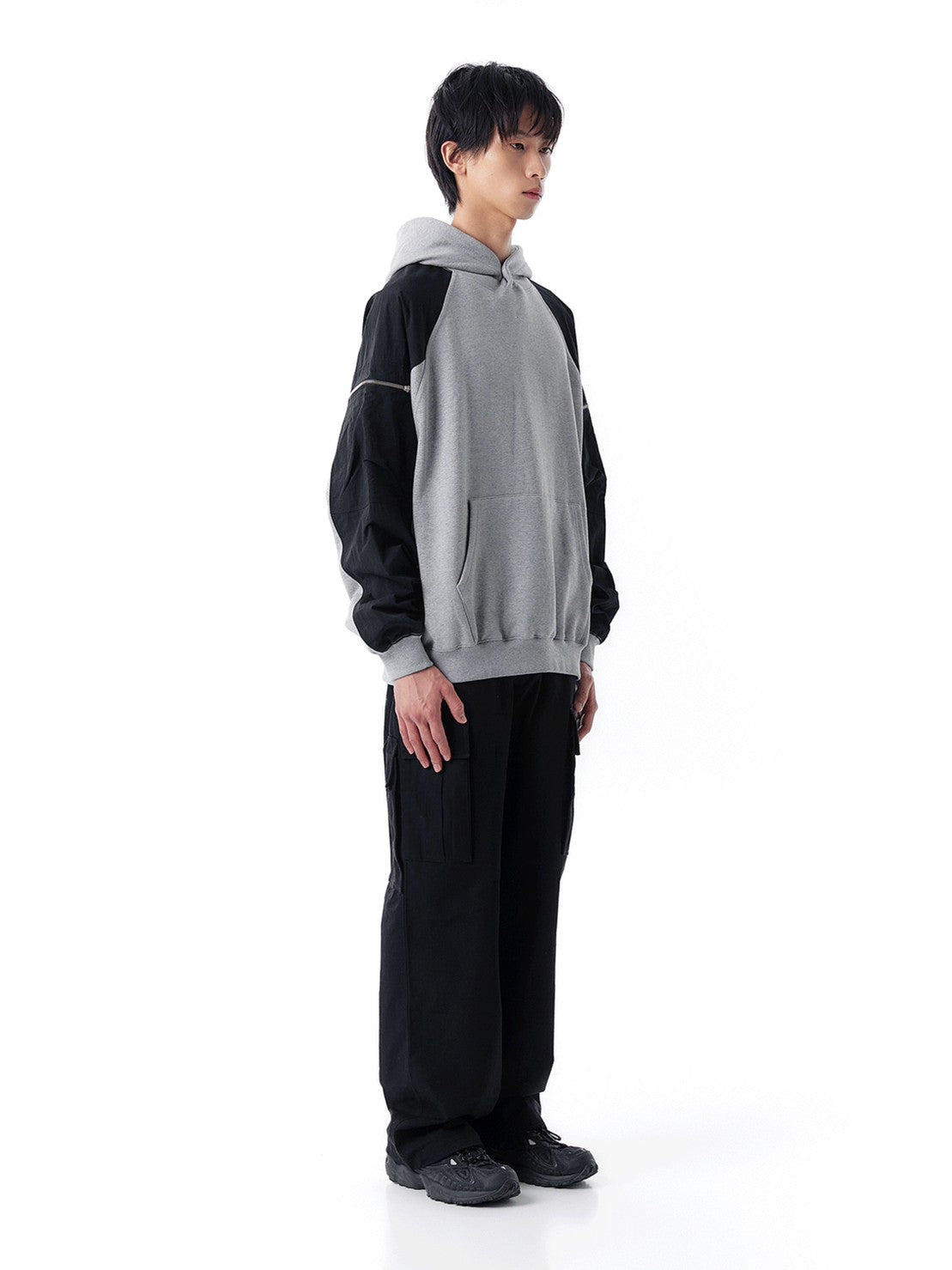 【OY】PANEL CONTRAST POCKET HOODIE
