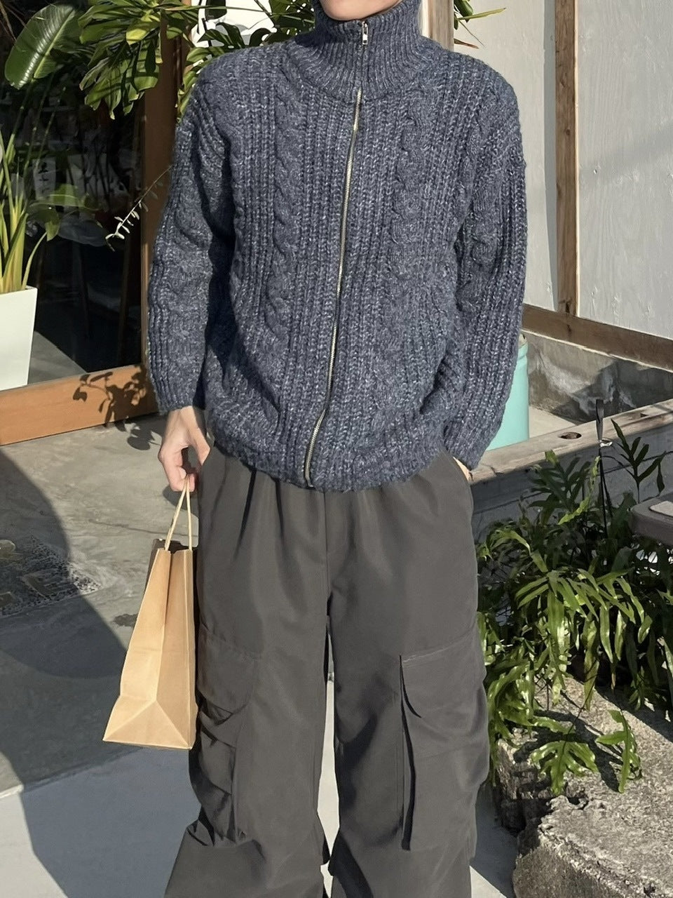 受注制【youll】zip up cable knit (5color)