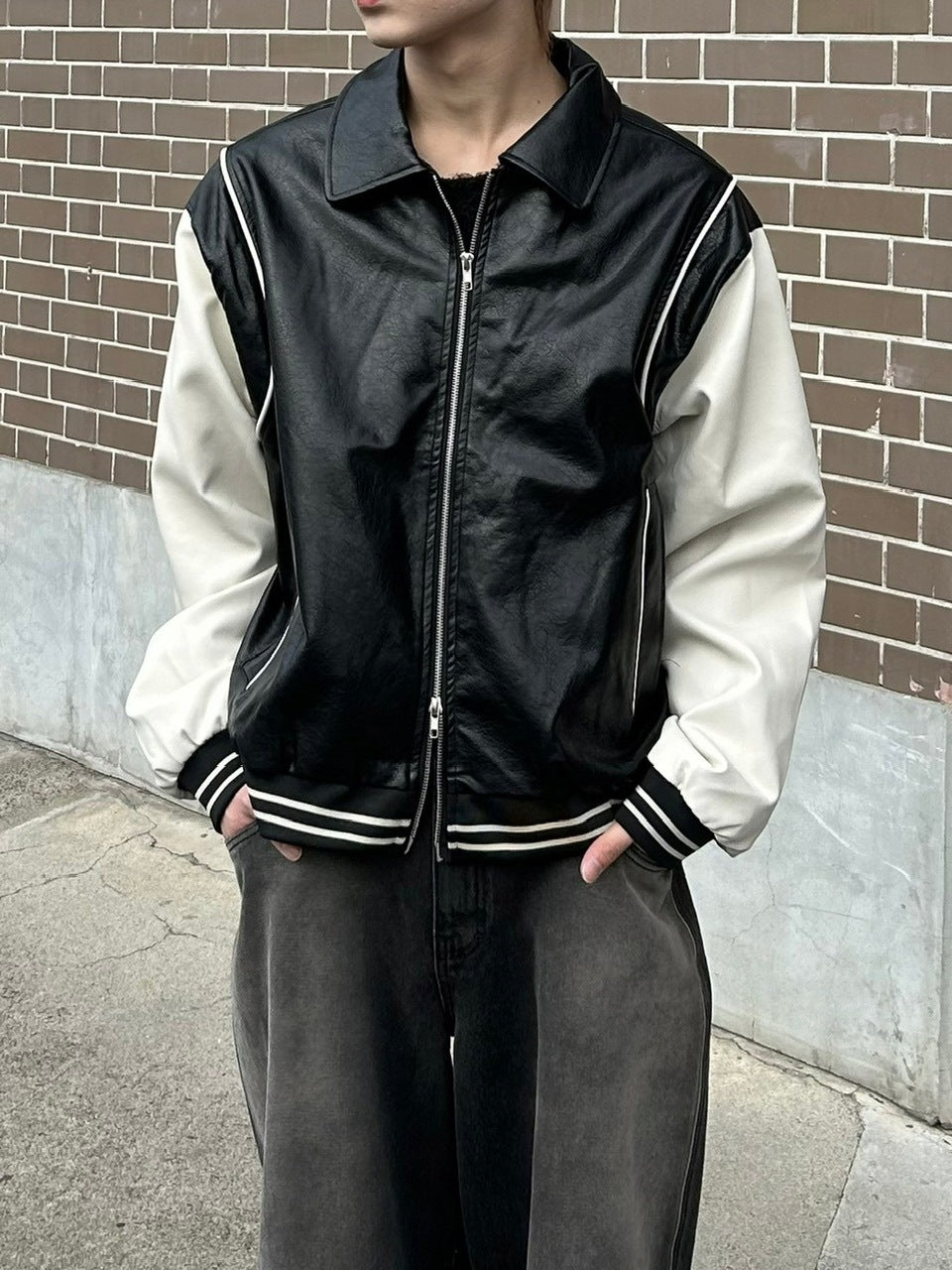 受注制【Chikashitsu +】leather piping jacket (2color)