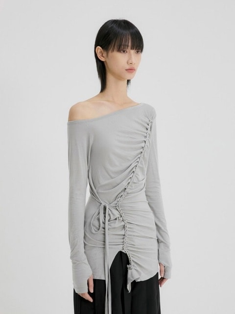 【FLAREUP】Handmade Twisted One-Shoulder Long Sleeve / 【フレアアップ】ハンドメイドツイストワンショルダー長袖Ｔシャツ