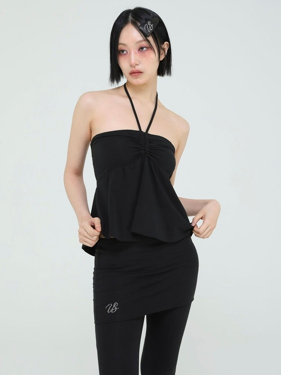 【Uglyshadow】BEADS TUNNEL SLEEVELESS / 【アグリーシャドウ】ビーズホルターネックキャミソールチュニック