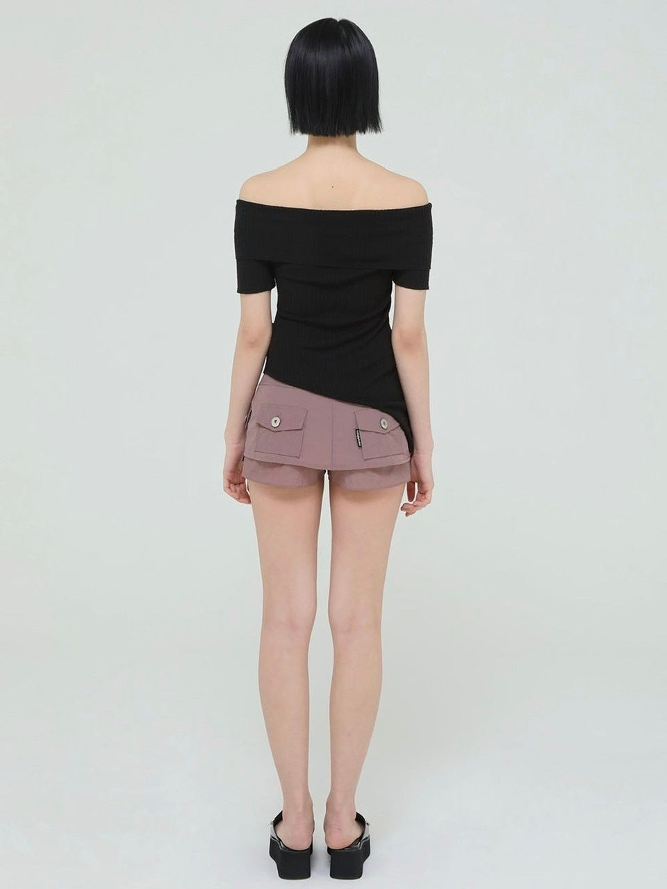 【Uglyshadow】UNBALANCED KNIT OFF SHOULDER
