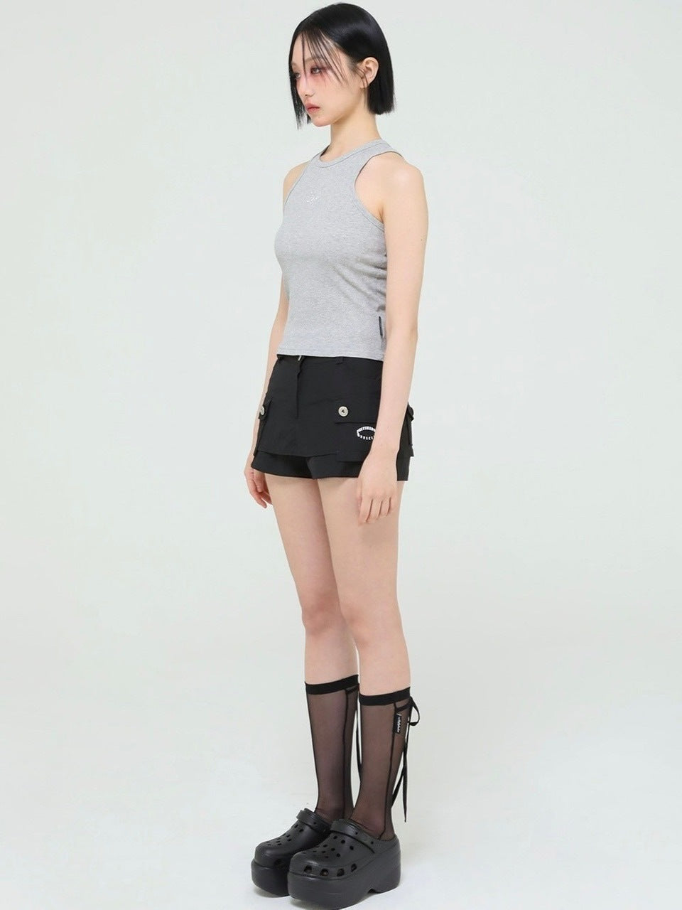 【Uglyshadow】BEADS MANGO SLEEVELESS / 【アグリーシャドウ】ビーズシンプルタンクトップ